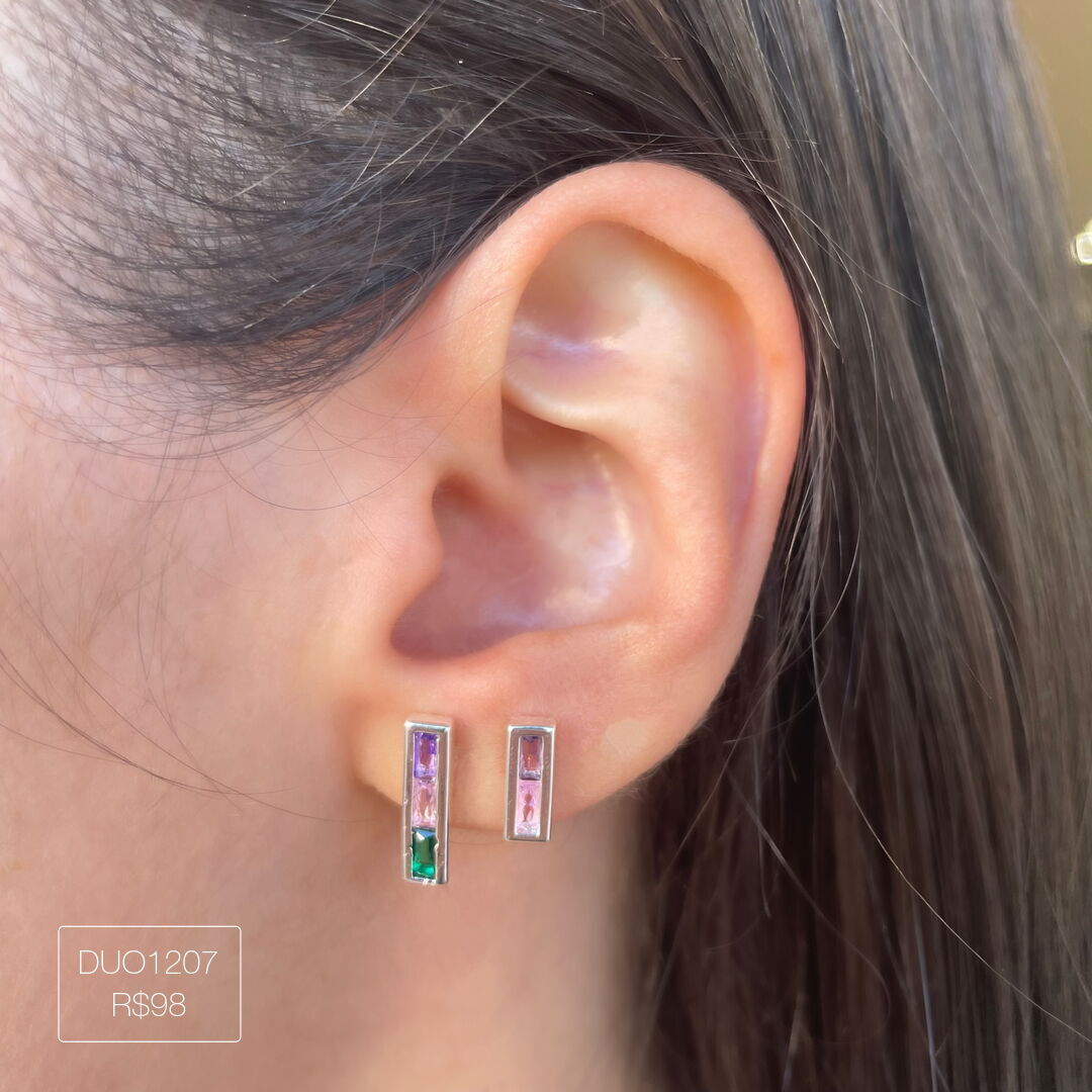 Duo Palito Baguete Rainbow Prateado